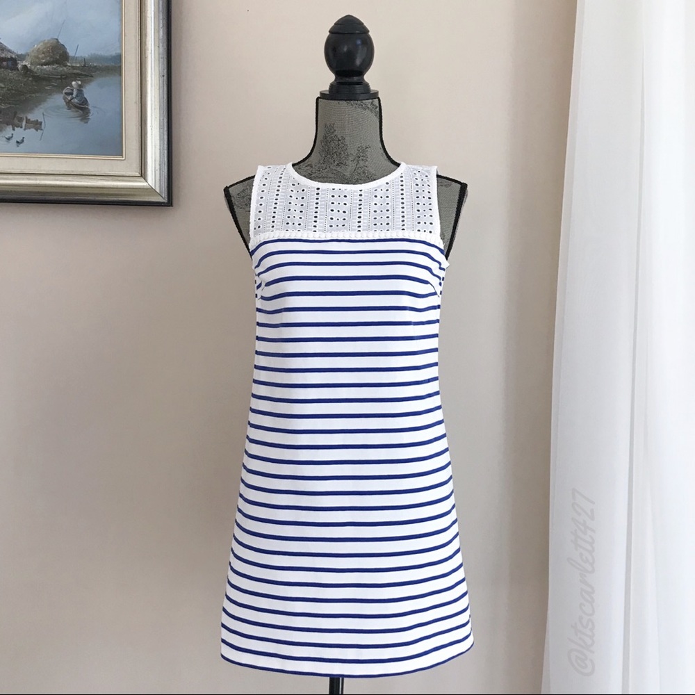 J. Crew Striped Shift Dress with Eyelet